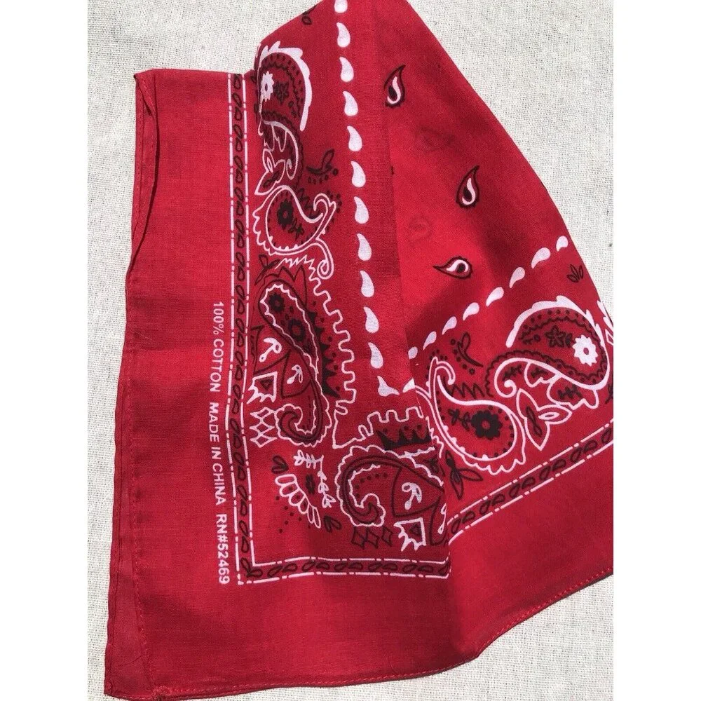 Vtg NOS Red White Blue Floral Bandana Scarf Cotton USA 21